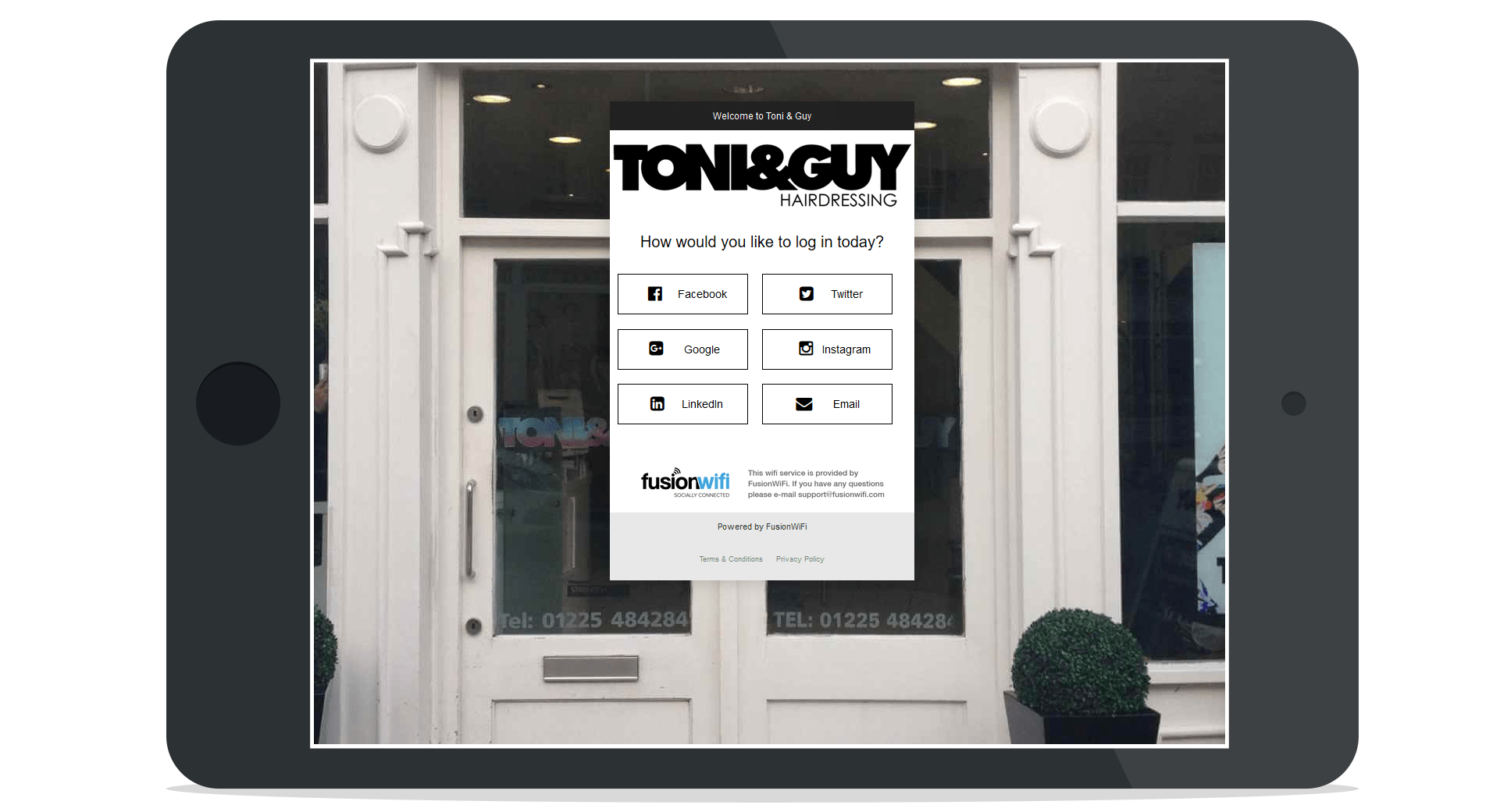 toni guy social wifi login