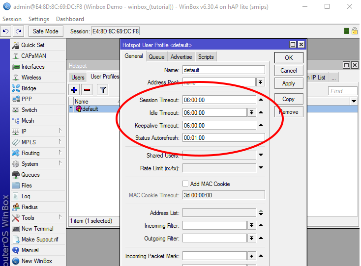 winbox hotspot user session length