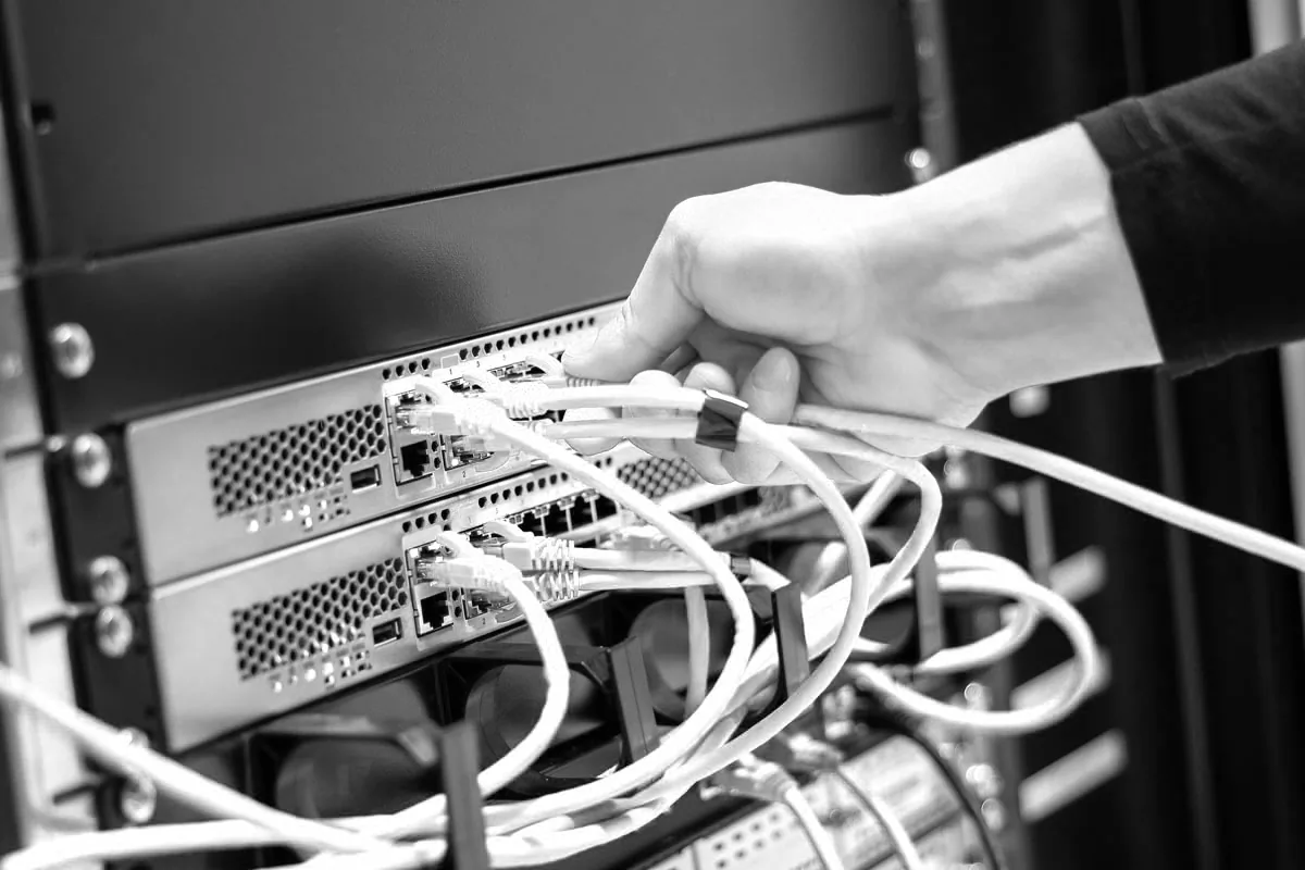 network-cabling-bw Network cabling in office